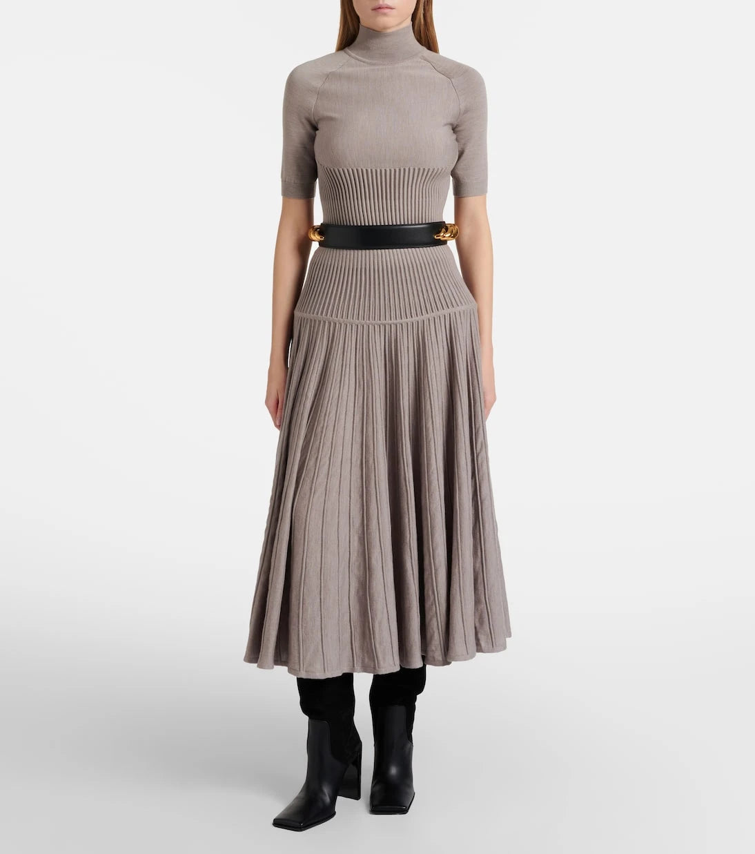 Alaïa - Ribbed-knit turtleneck wool-blend top