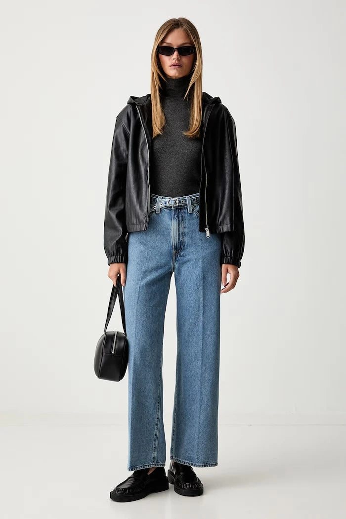 RIBCAGE WL BELTED Kadın Wide Leg Jean