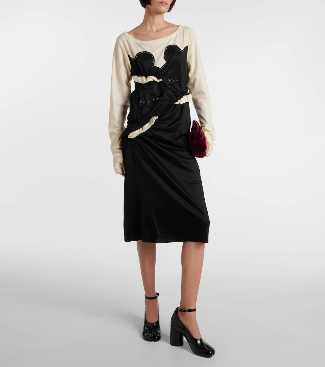 Maison Margiela - Spliced gathered jersey midi dress