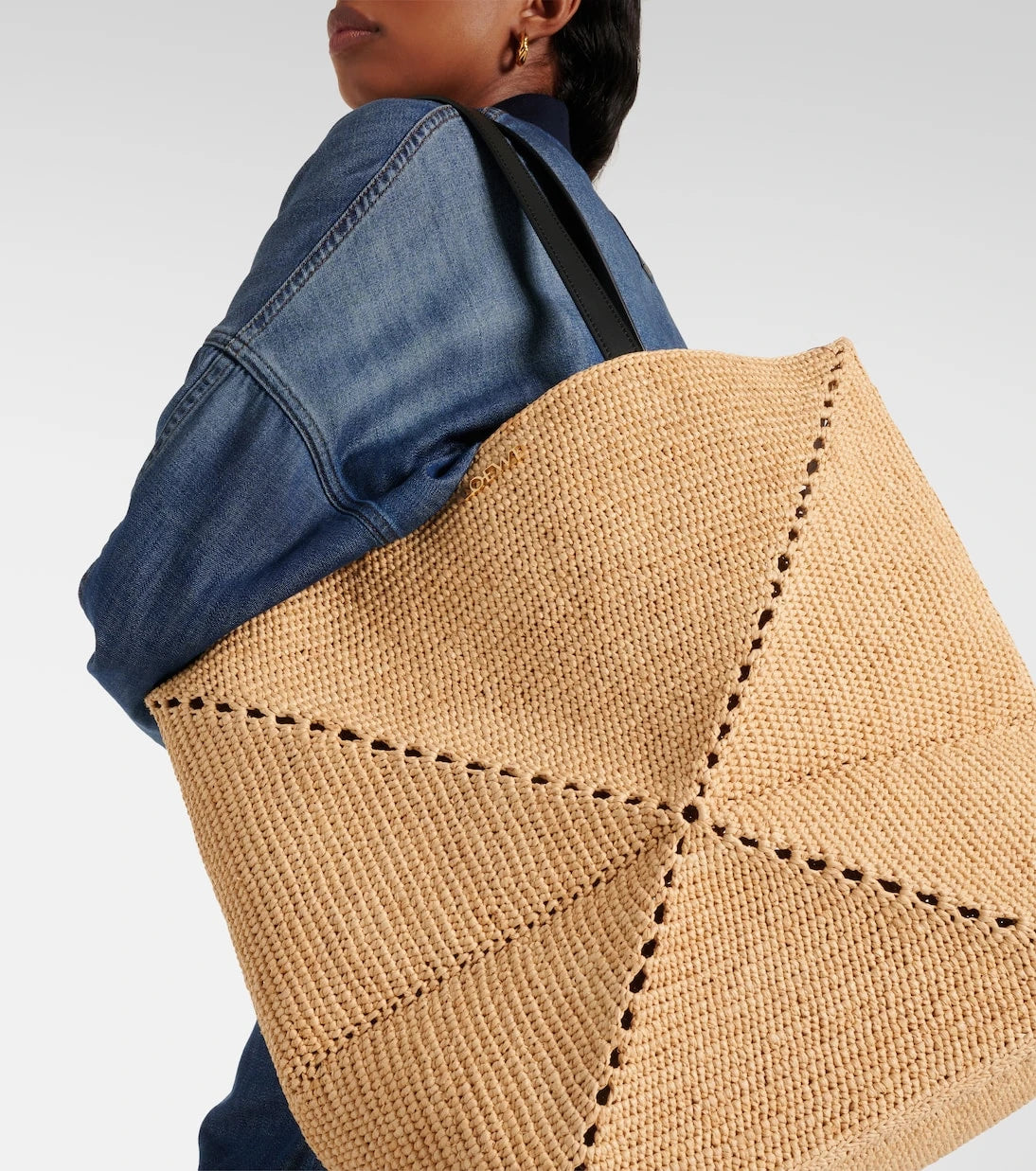Loewe - Paula's Ibiza Puzzle Fold XL raffia tote bag