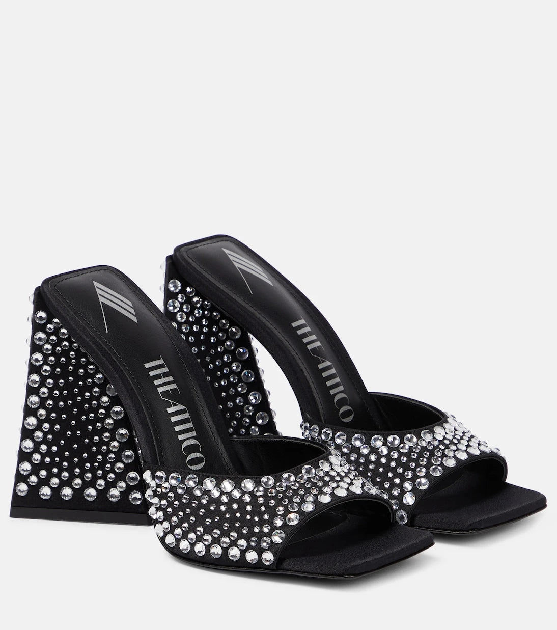 The Attico - Devon embellished satin mules