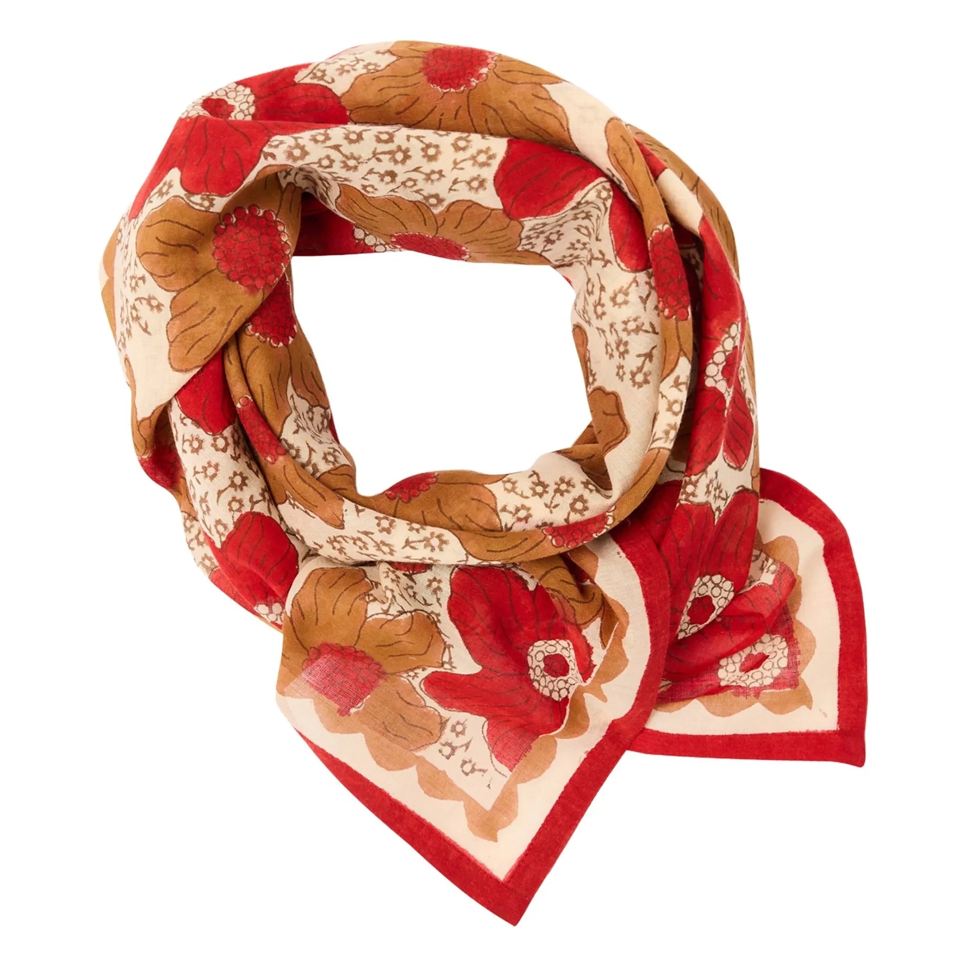 Apaches - Large Dupatta Flowers Scarf | Brown