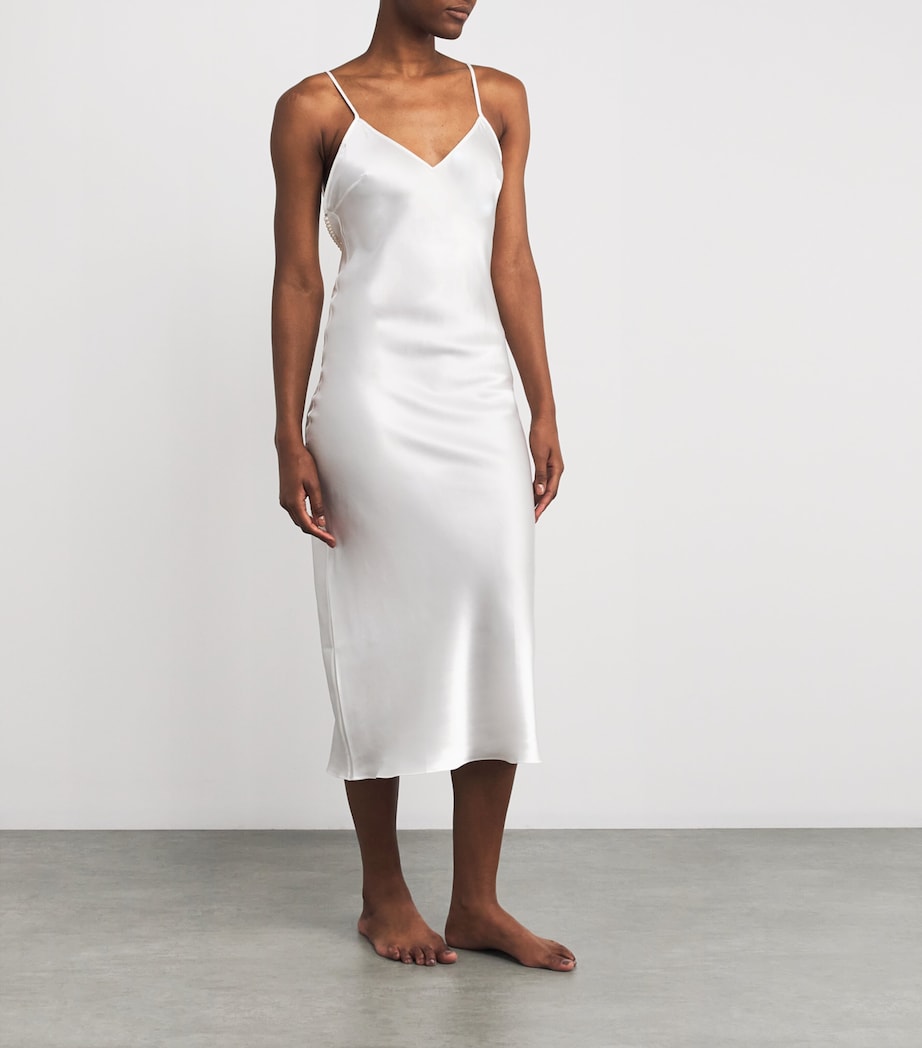 Gilda & Pearl Ivory Silk Girl Loves Pearl Long Slip Dress