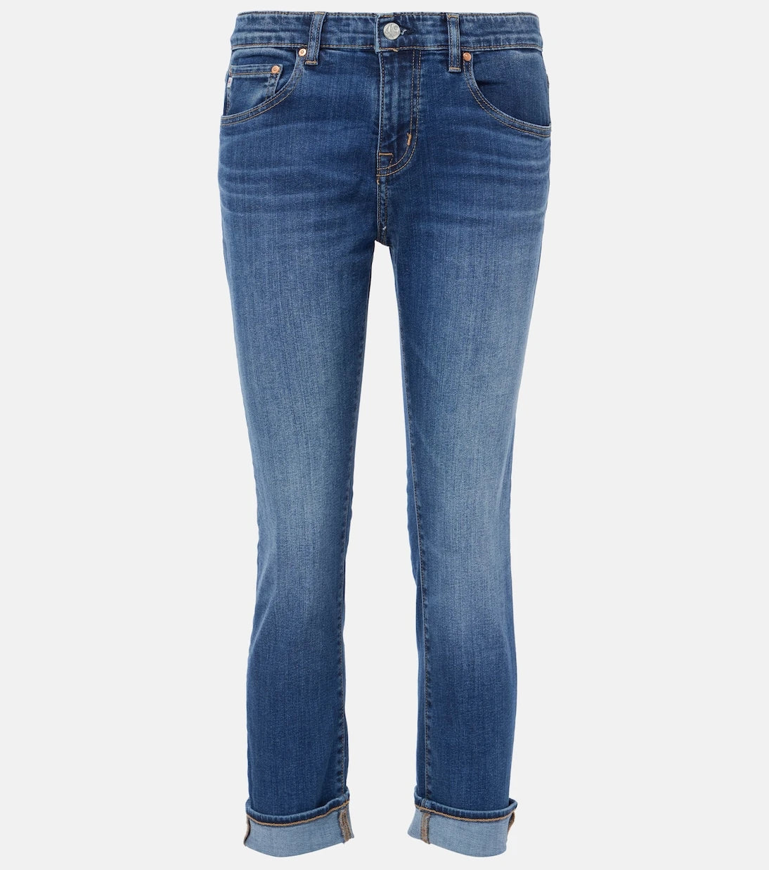 AG Jeans - بنطلون جينز سكيني قصير بتصميم "إكس بويفريند"