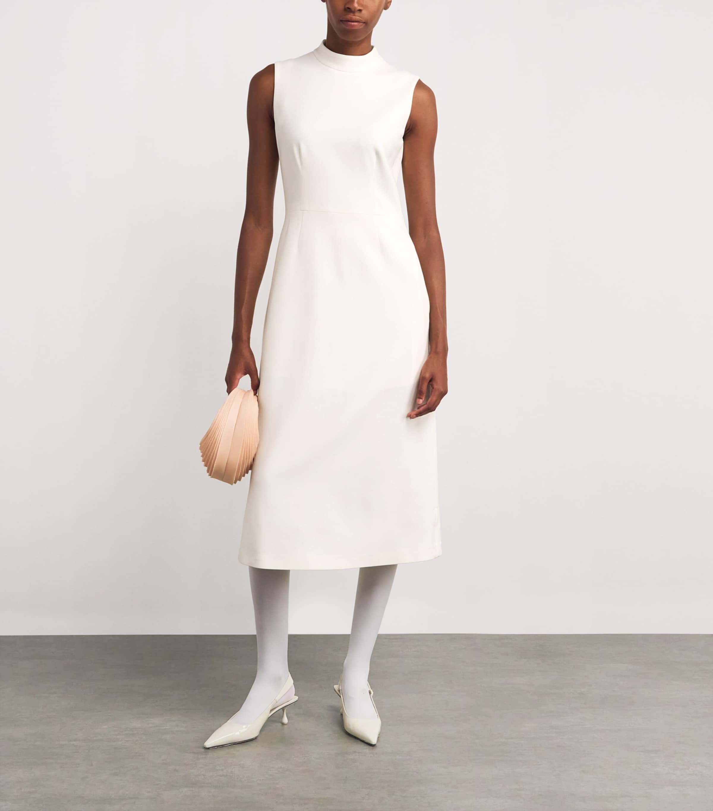 NOMADISSEM White Wool-Blend Midi Dress