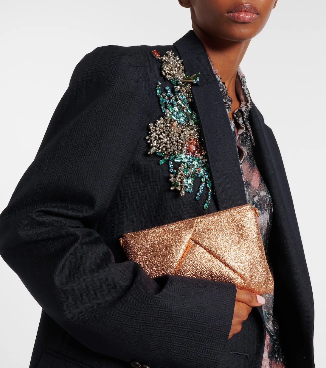 Dries Van Noten - Metallic leather clutch