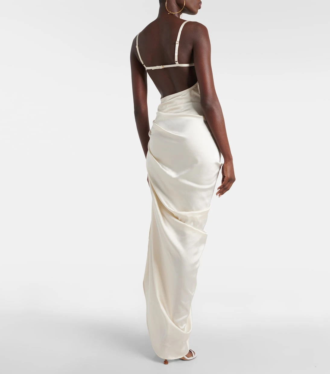 Jacquemus - La Saudade Brodée satin slip dress