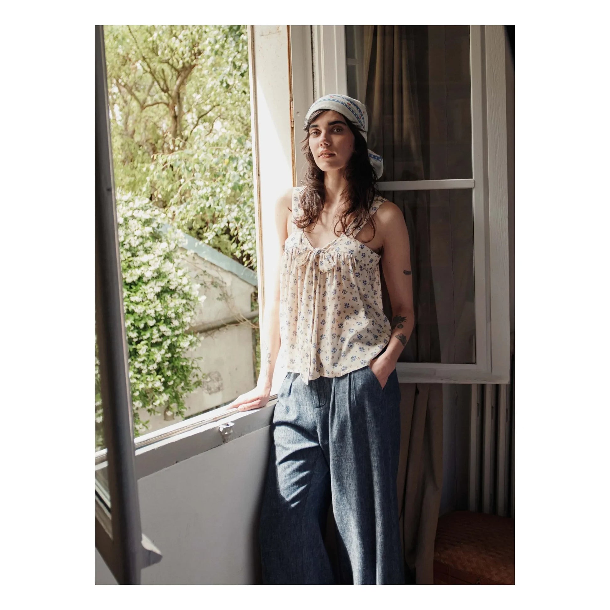Emile et Ida - Flowered Scarf | Cream