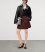 LOEWE Brown Cotton-Silk Buckled Mini Skirt