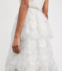 Self-Portrait White Tulle Embellished Tiered Midi Dress