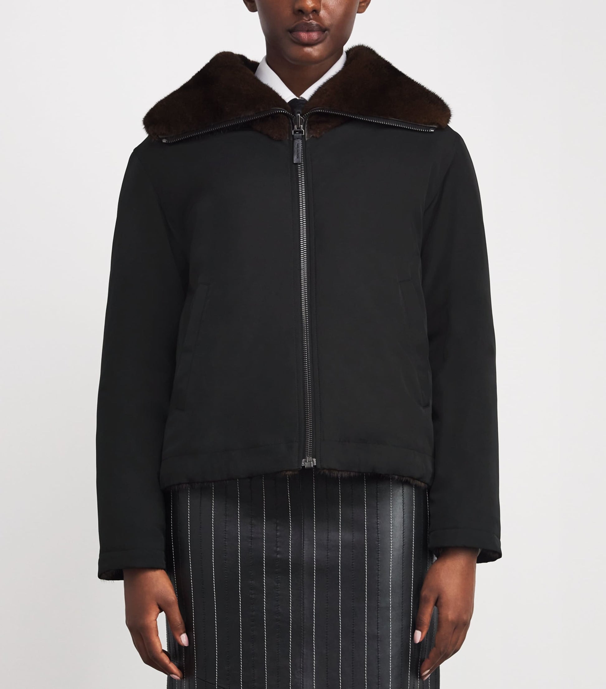 Yves Salomon Black Down-Mink Reversible Puffer Jacket (60cm)