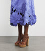 LEO LIN Blue Floral-Appliqué Caroline Midi Dress
