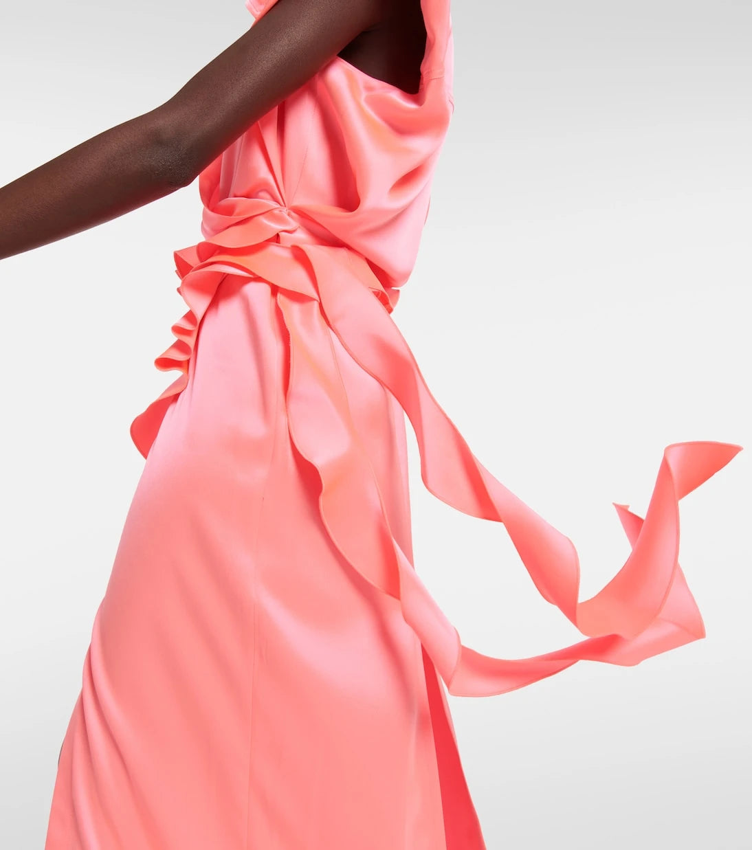 David Koma - Ruffle satin wrap gown