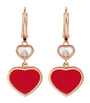 Rose Gold, Carnelian and Diamond Happy Hearts Earrings