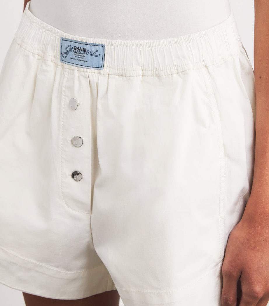 GANNI White Organic Cotton Elasticated Shorts