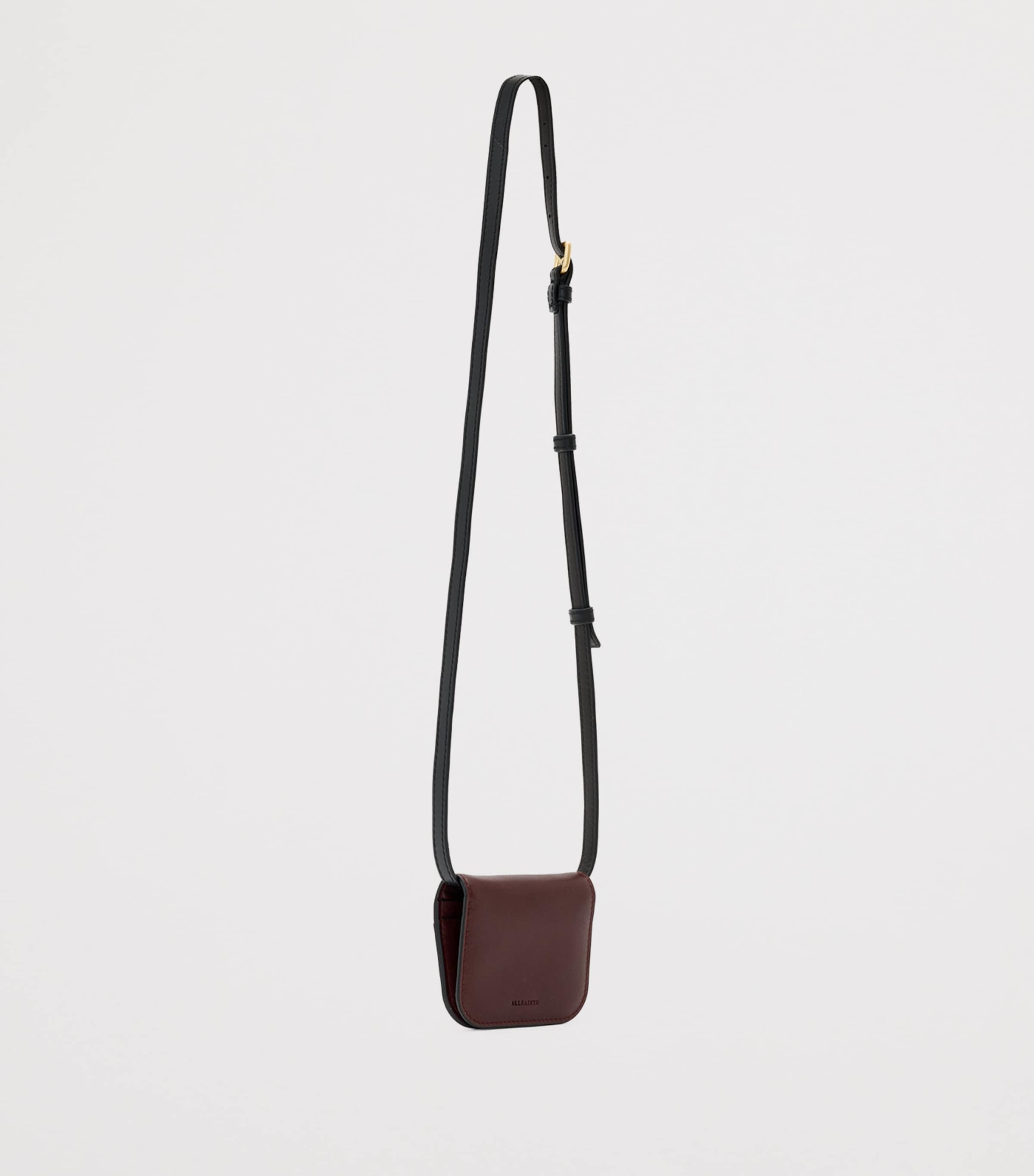AllSaints Red Small Leather Maeve Cross-Body Card Holder