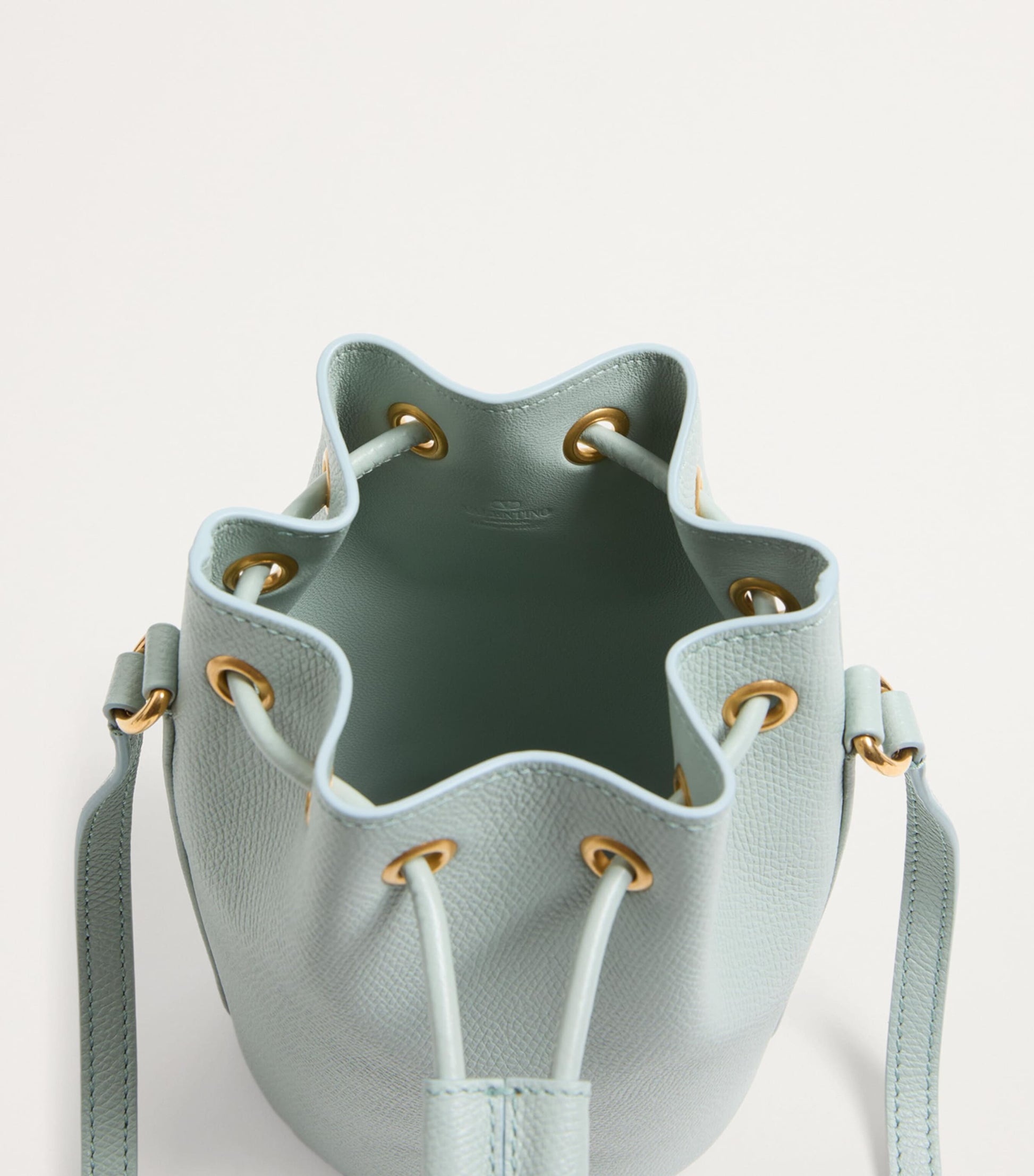 Valentino Garavani Grey Mini Leather VLogo Signature Bucket Bag