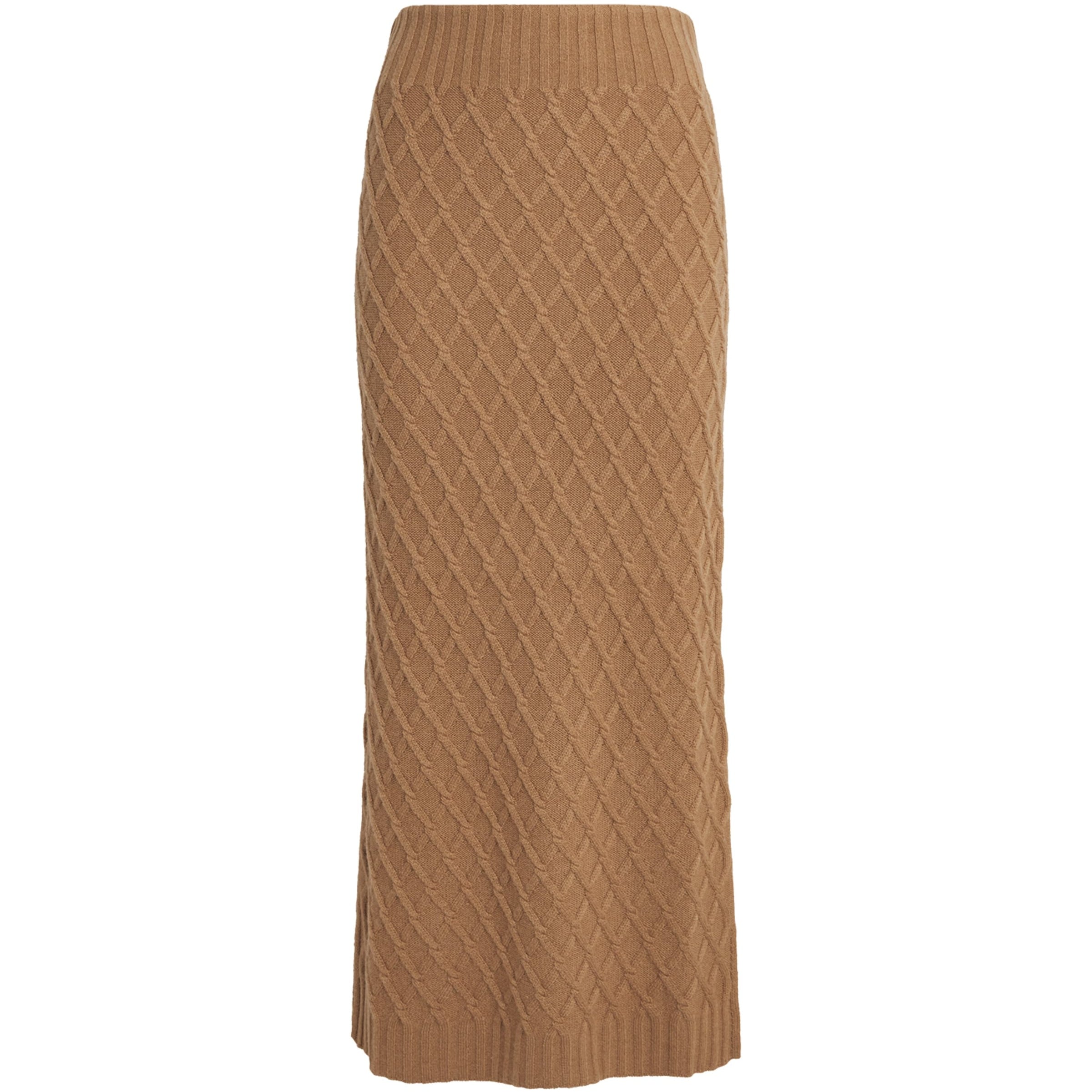 Beige Camel Knit Maxi Skirt