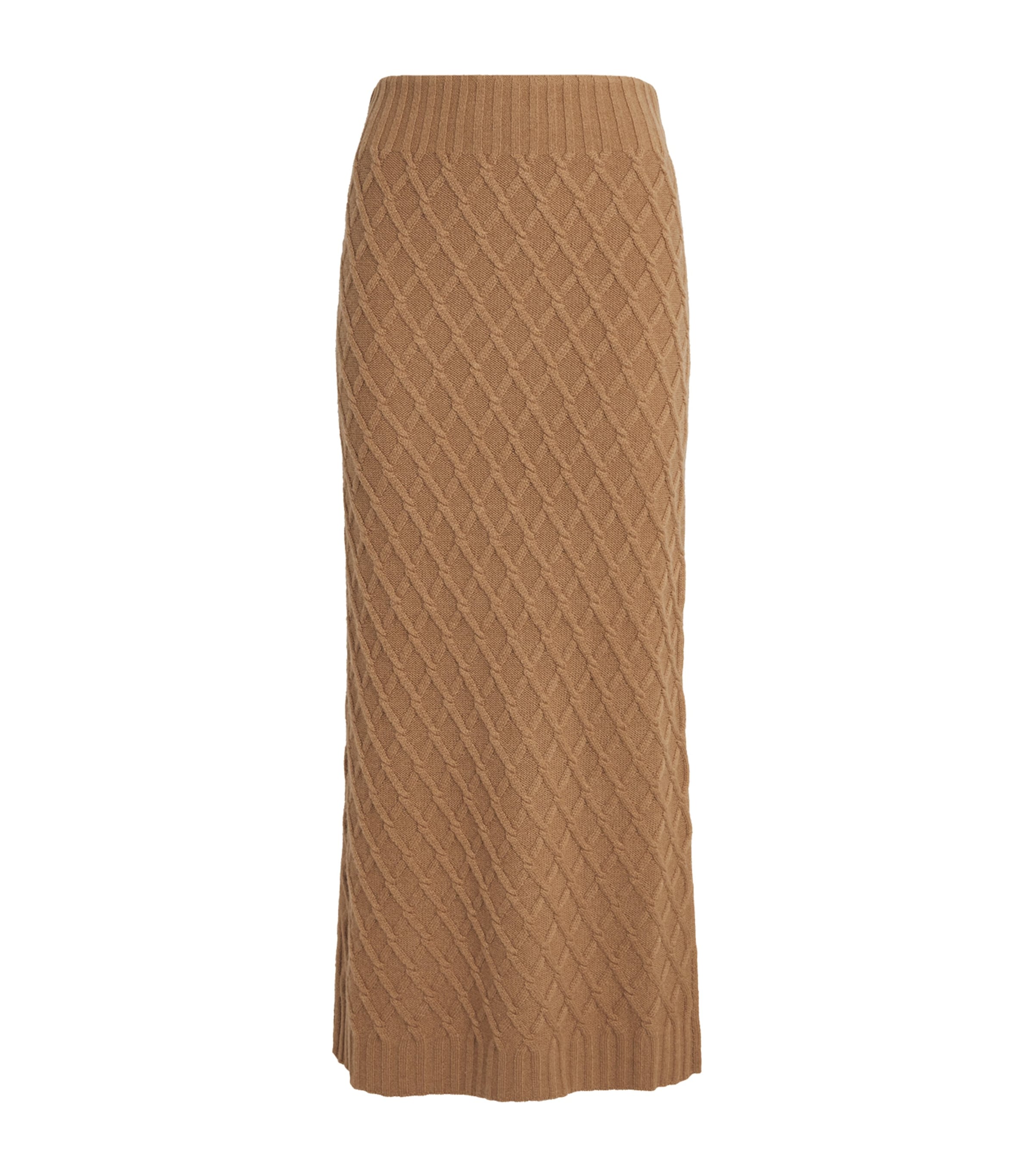 Beige Camel Knit Maxi Skirt
