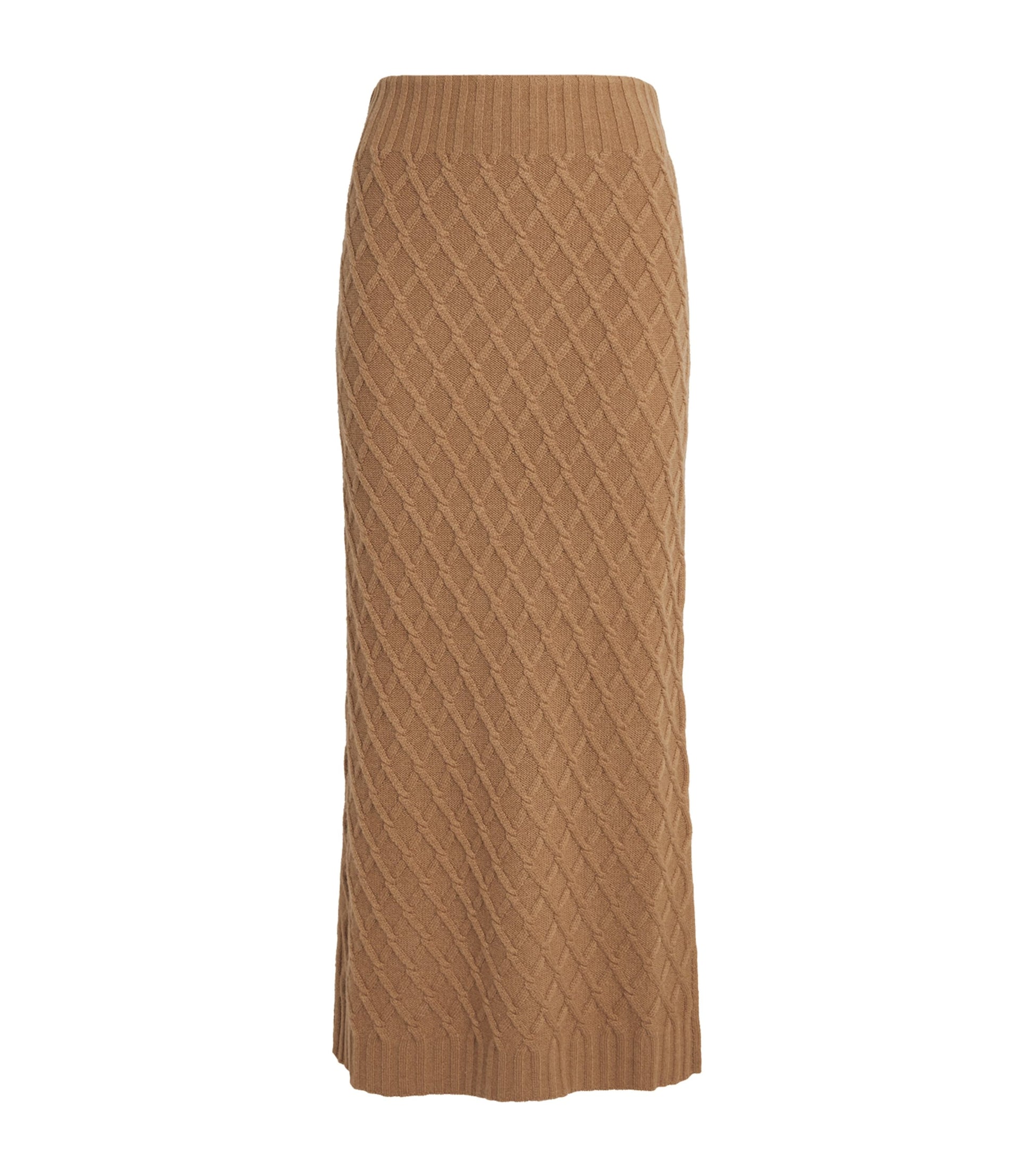 Beige Camel Knit Maxi Skirt