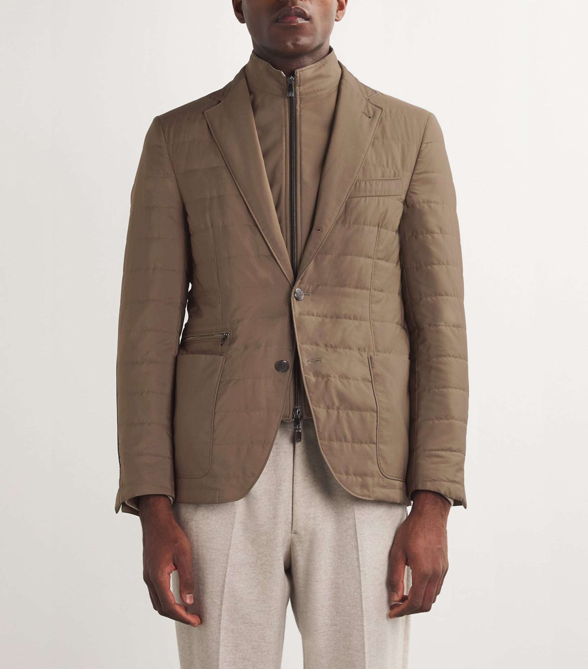 Corneliani Beige Technical Quilted Blazer