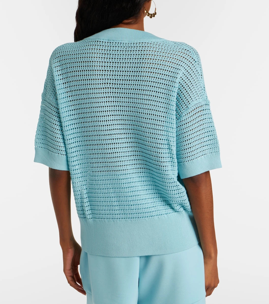 Varley - Callie open-knit cotton polo sweater