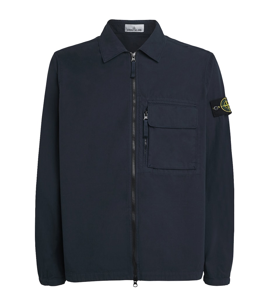 Stone Island Navy Cotton 2-Way Zip Overshirt
