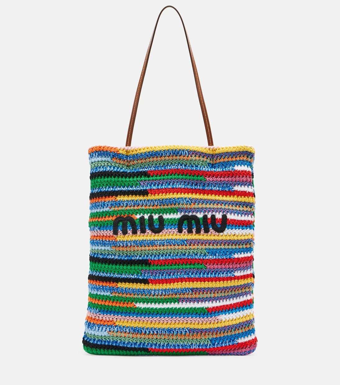 Miu Miu - Leather-trimmed crochet tote bag