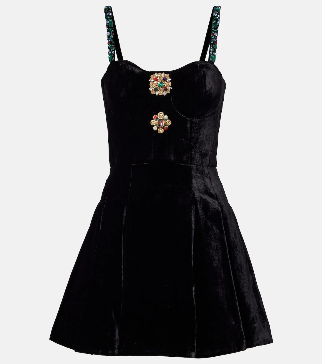 Balmain - Embellished velvet minidress