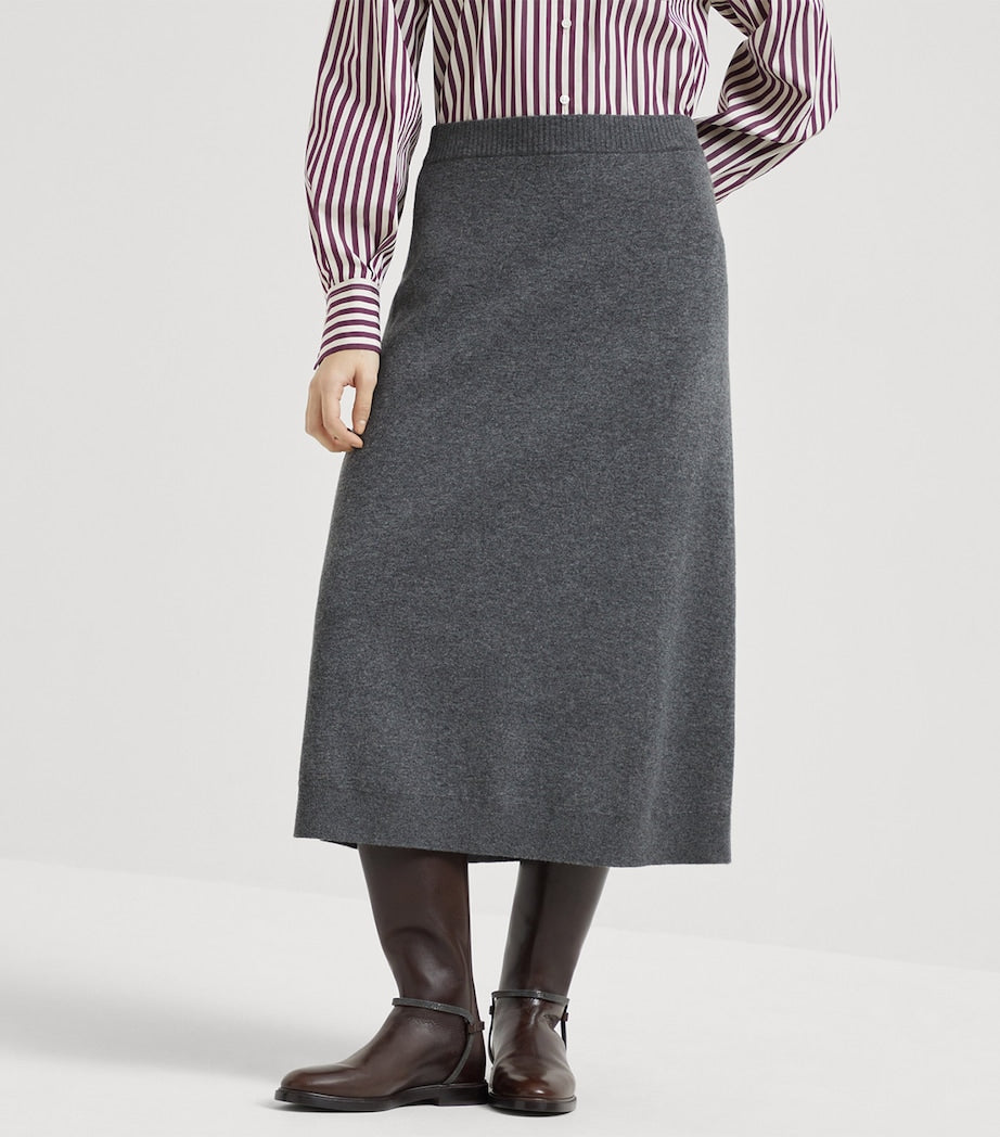 Cashmere Double-Knit Midi Skirt