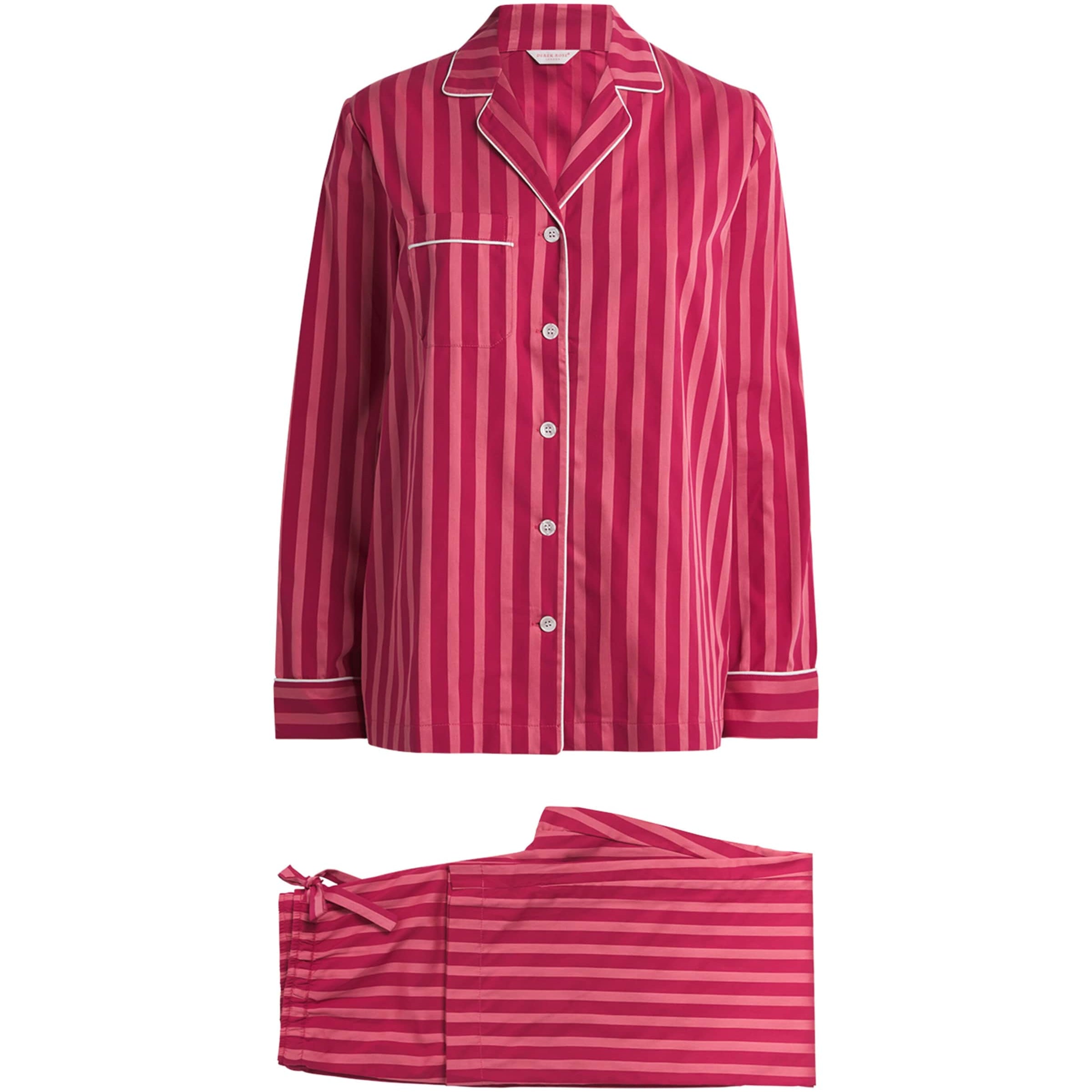 Derek Rose Pink Cotton Stripe Pyjama Set