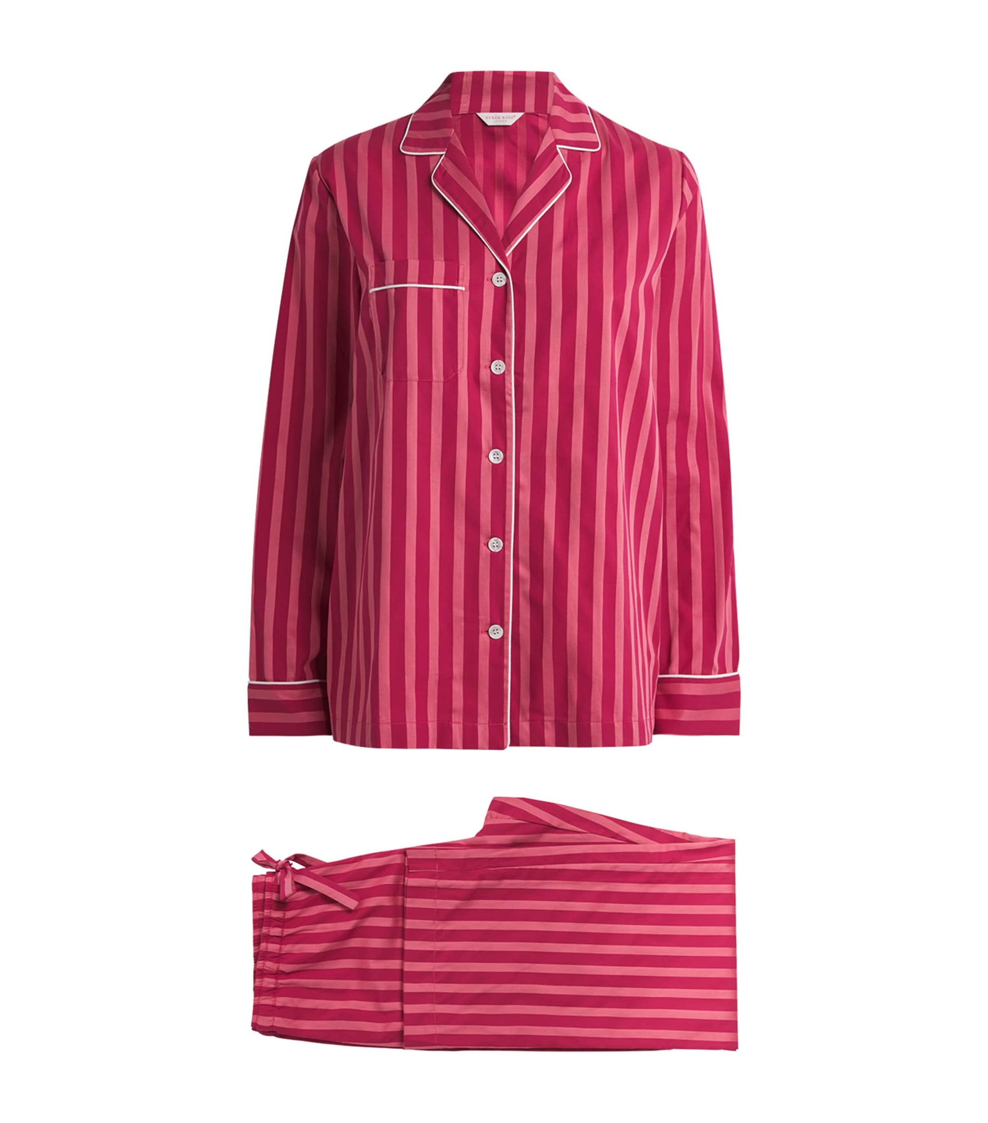 Derek Rose Pink Cotton Stripe Pyjama Set