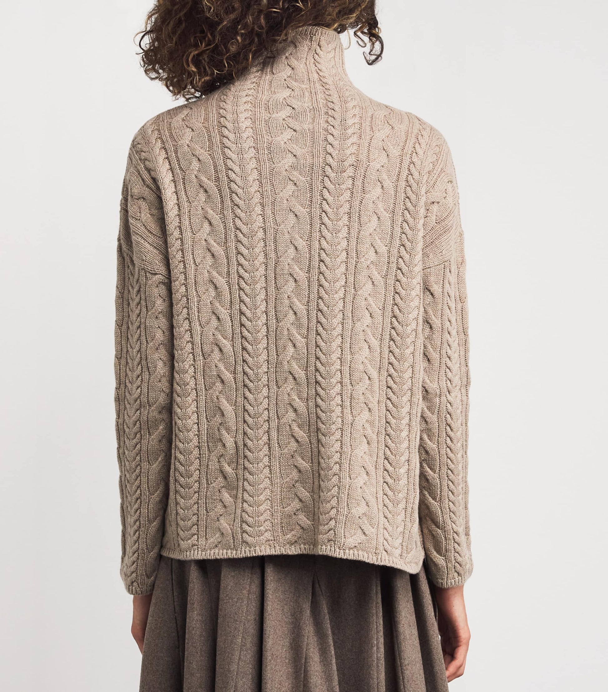Max Mara Beige Wool-Cashmere Rollneck Sweater