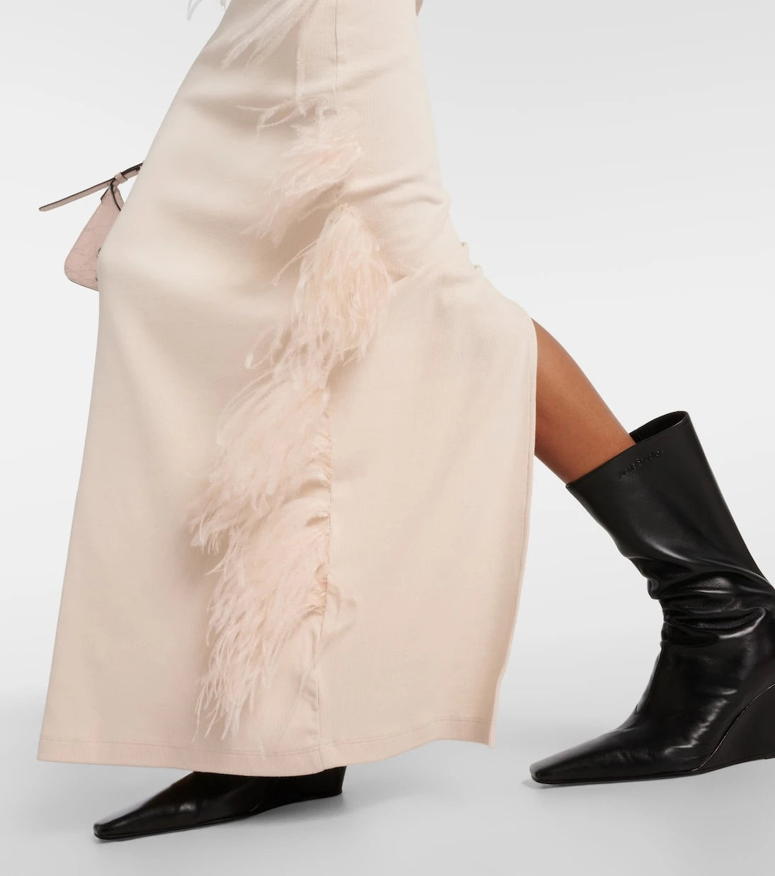 Acne Studios - Essica feather-trimmed cotton-blend maxi dress