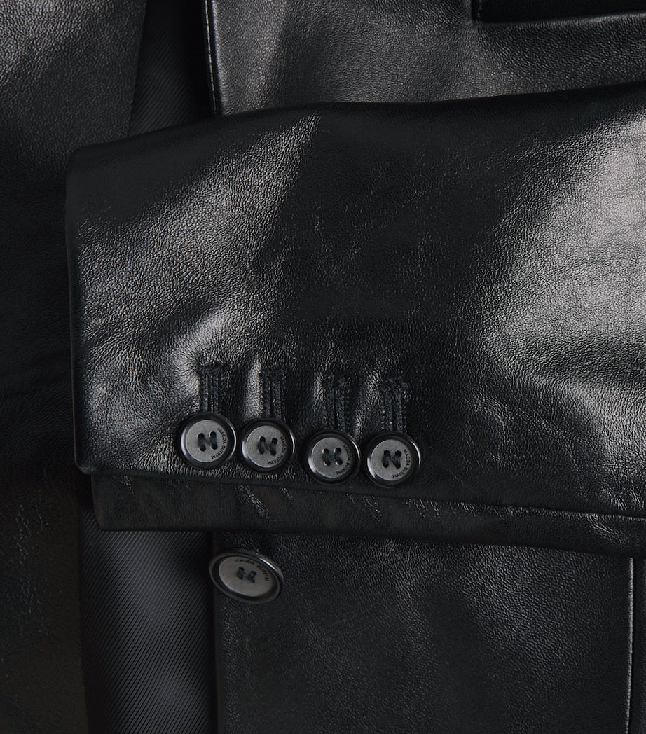 Leather Fitted Blazer BLACK