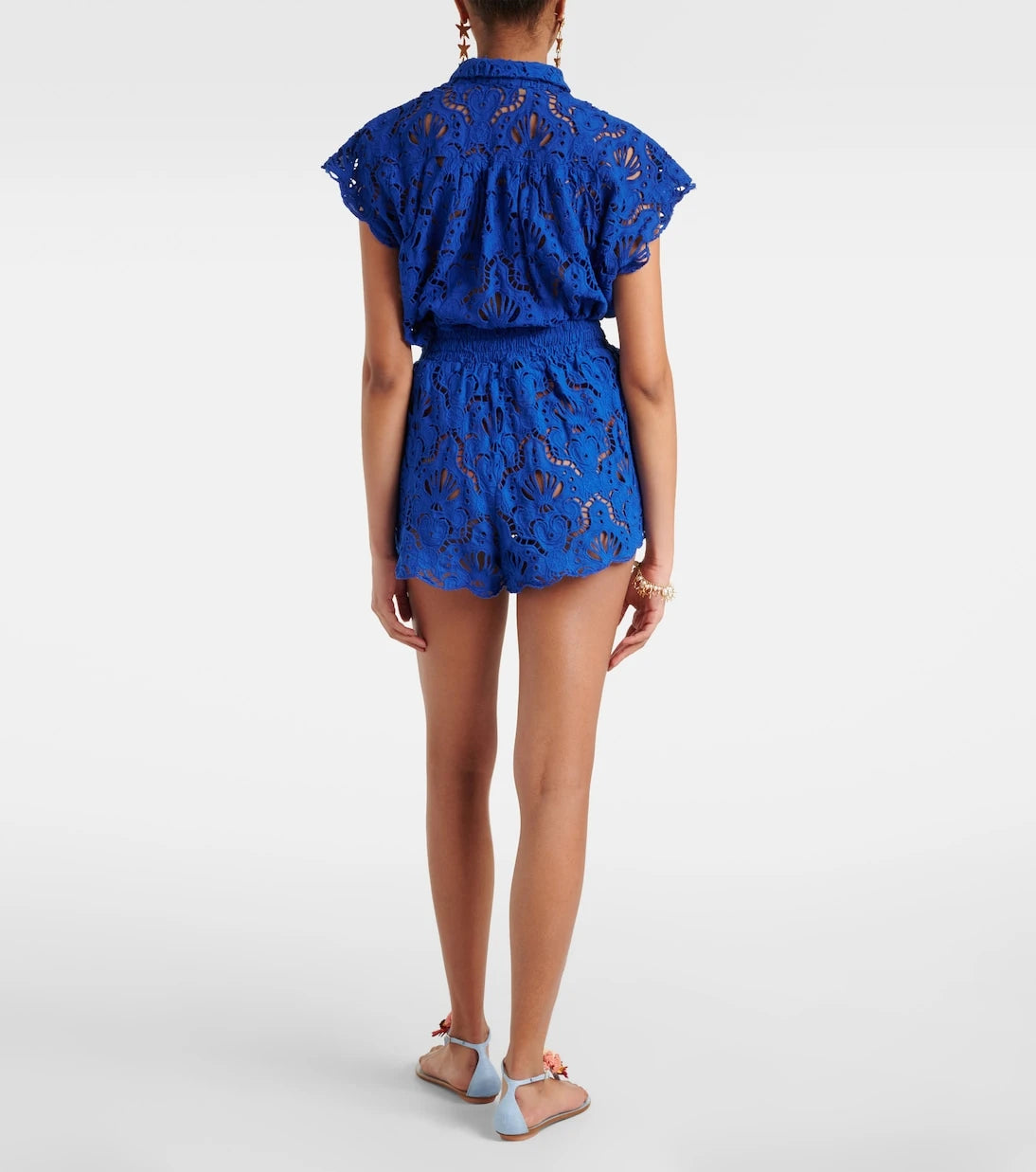 Farm Rio - Floral lace cotton shorts