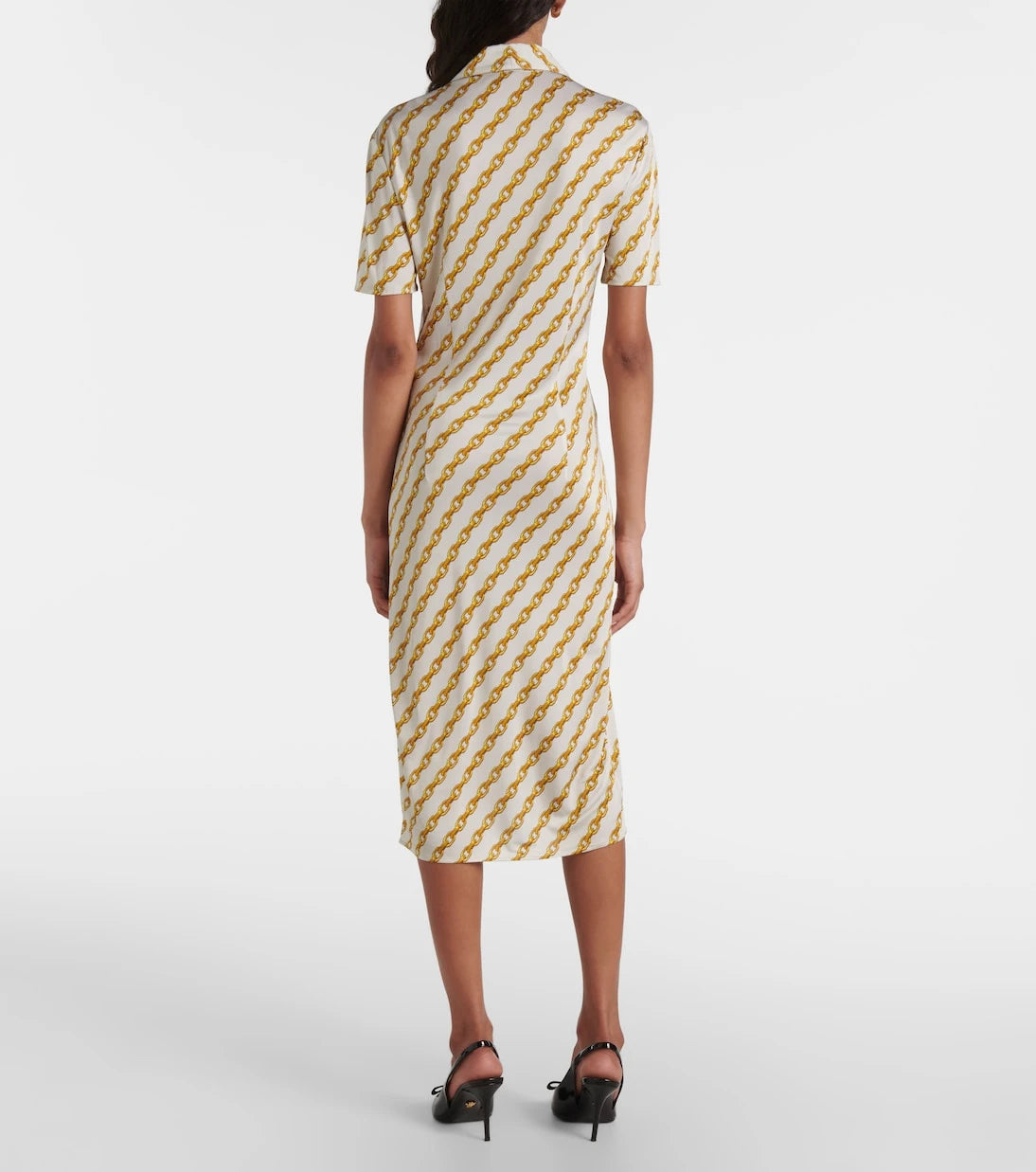 Versace - Chain Stripe satin shirt dress