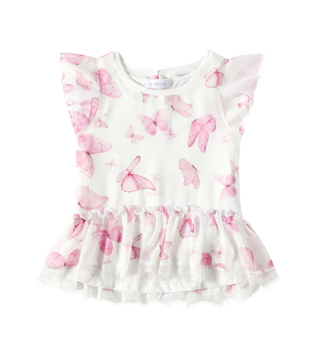 Monnalisa - Butterflies ruffled georgette top