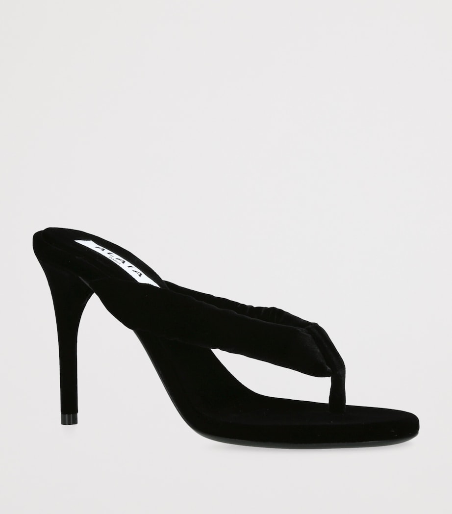 Alaïa Black Velvet Thong Sandals 90