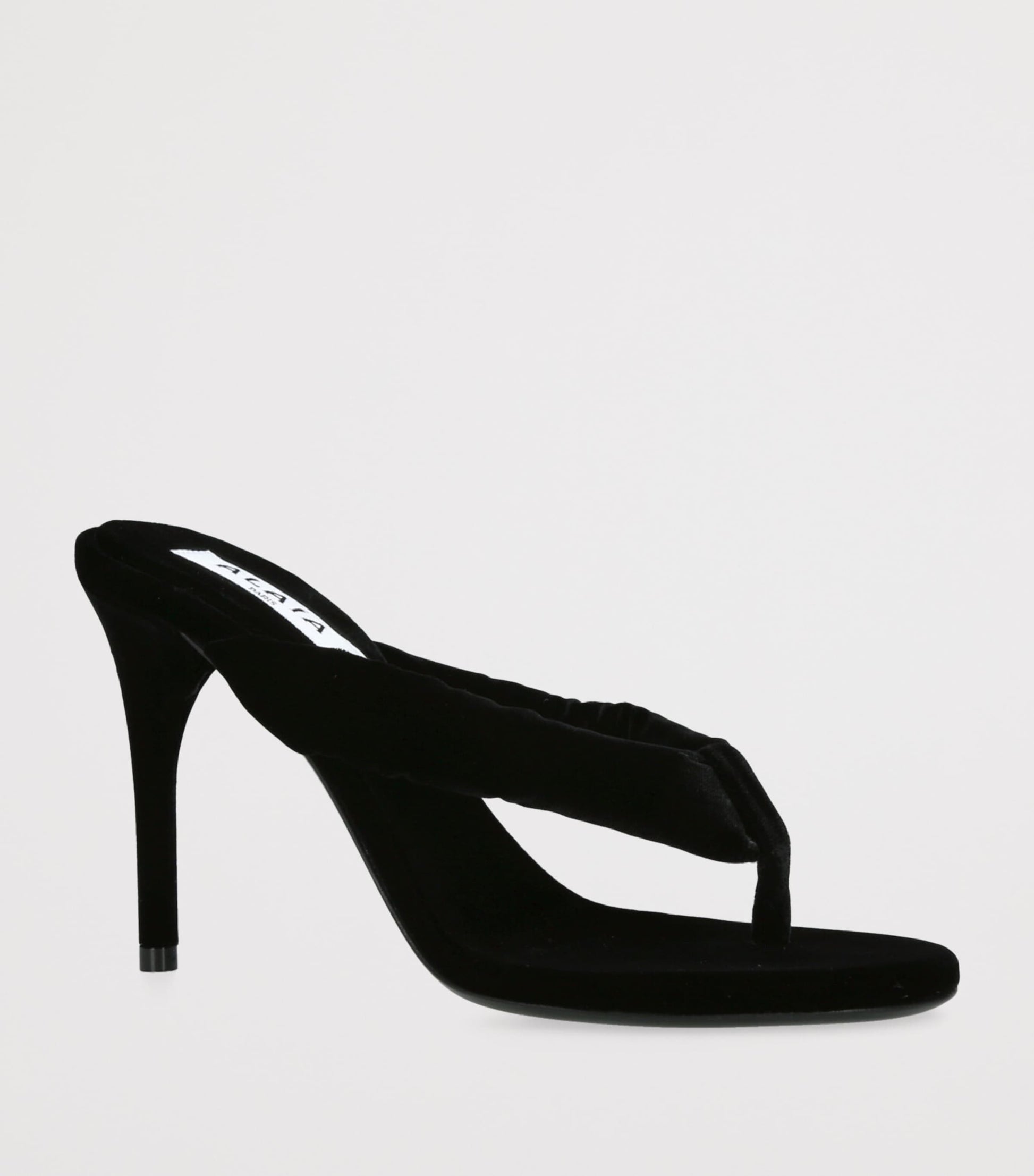 Alaïa Black Velvet Thong Sandals 90
