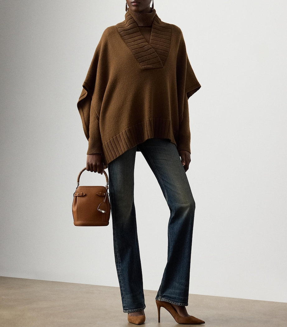 Ralph Lauren Collection Brown Cashmere-Blend Cape Sweater
