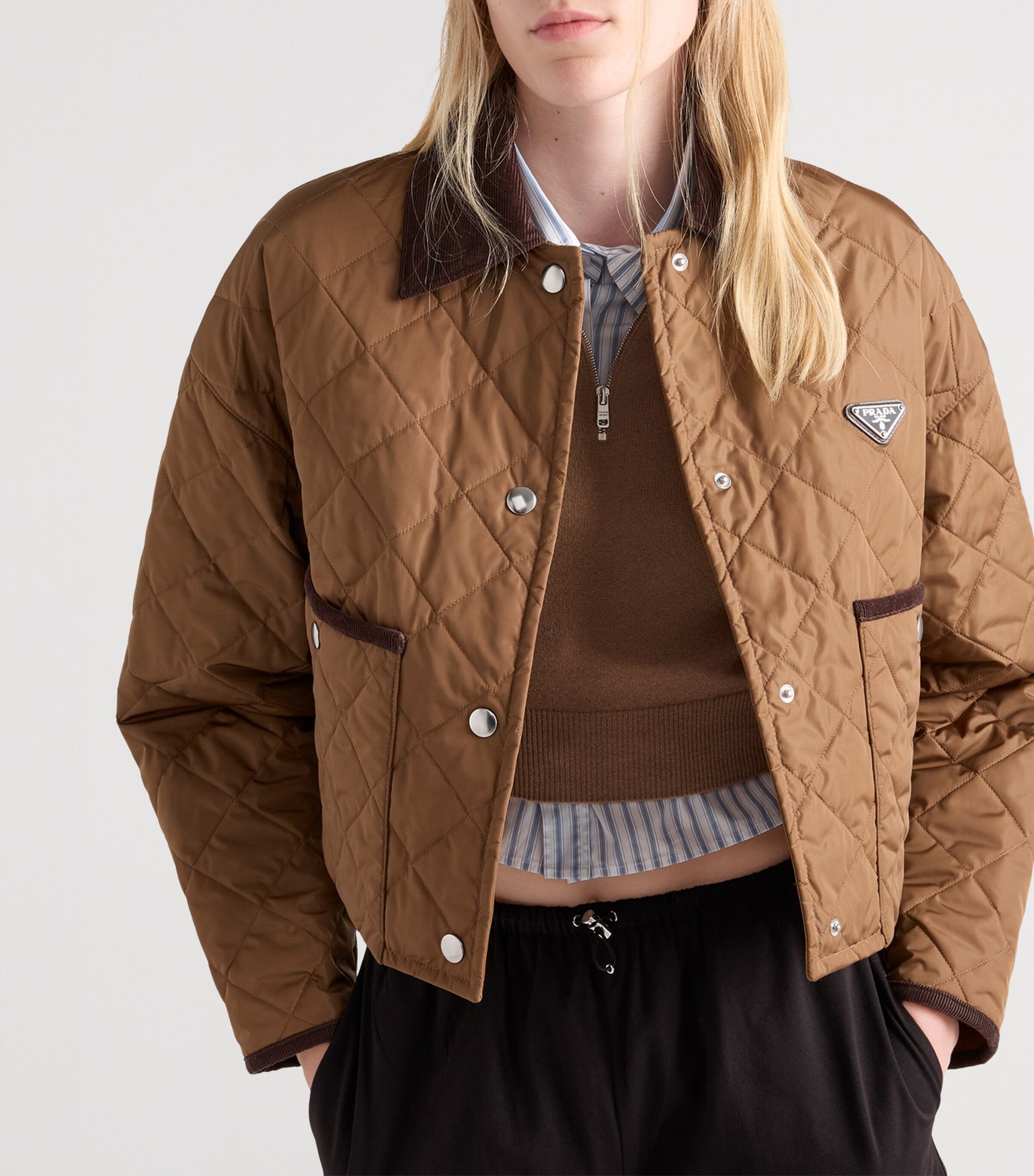 Prada Brown Re-Nylon Cropped Jacket