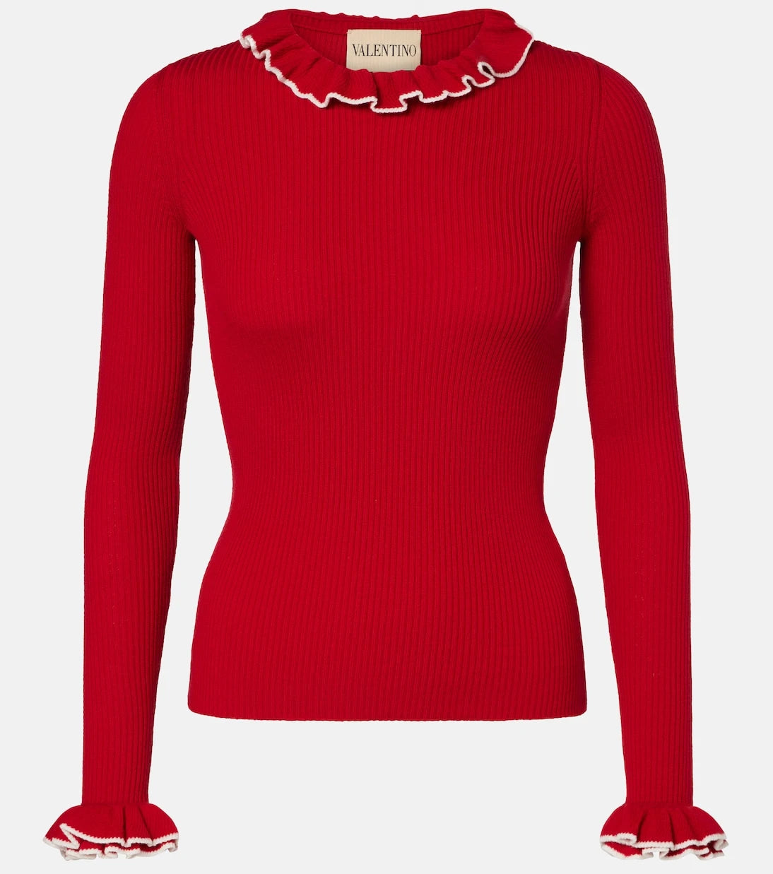 Valentino - Ruffled virgin wool sweater