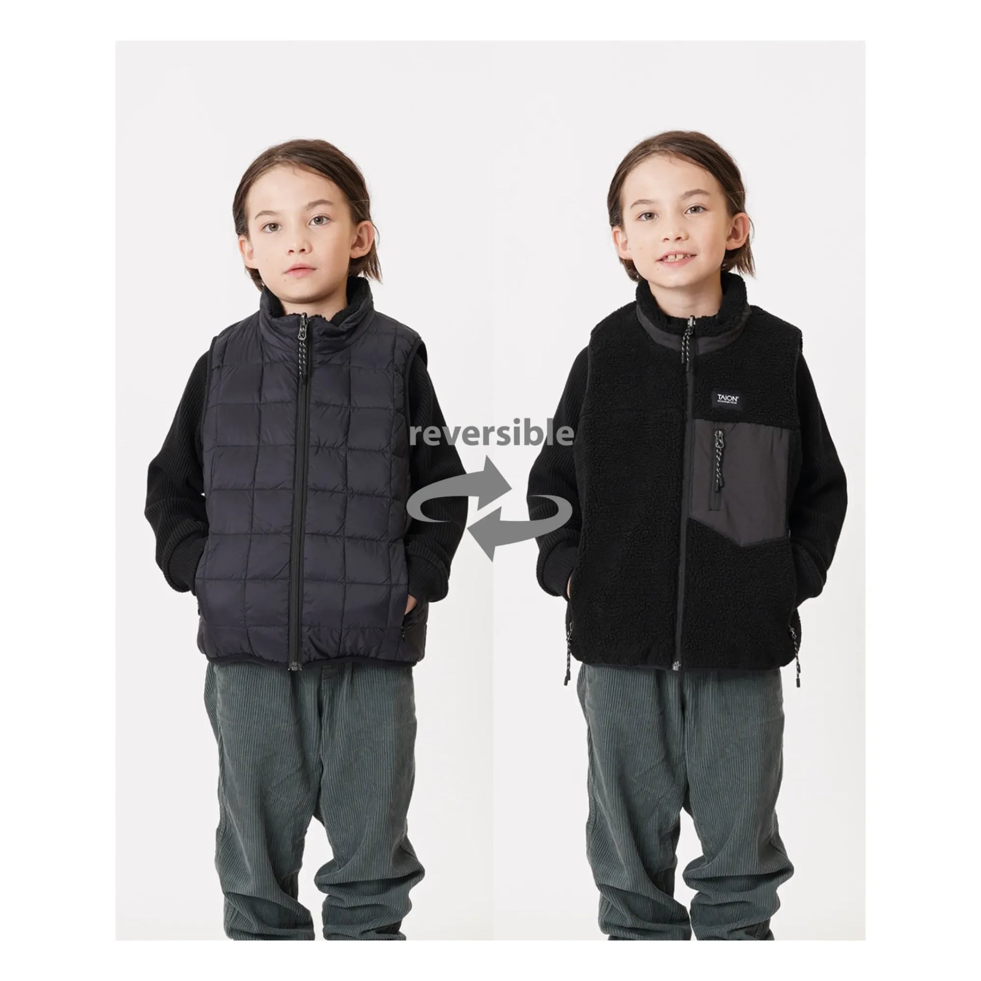 Taion - Down x Boa Mountain Reversible Sleeveless Jacket | Black