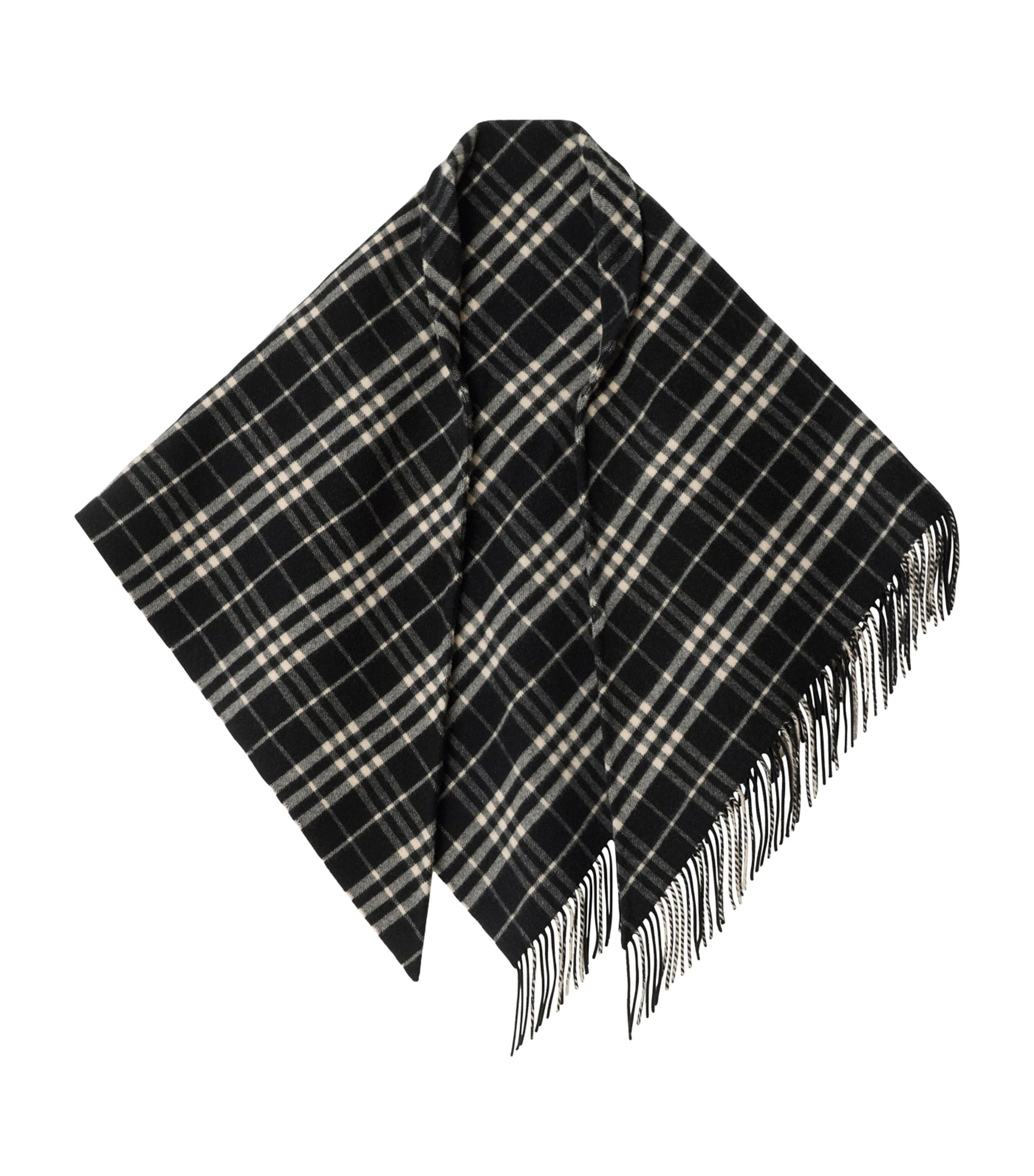 Burberry Black Wool-Cashmere Check Cape