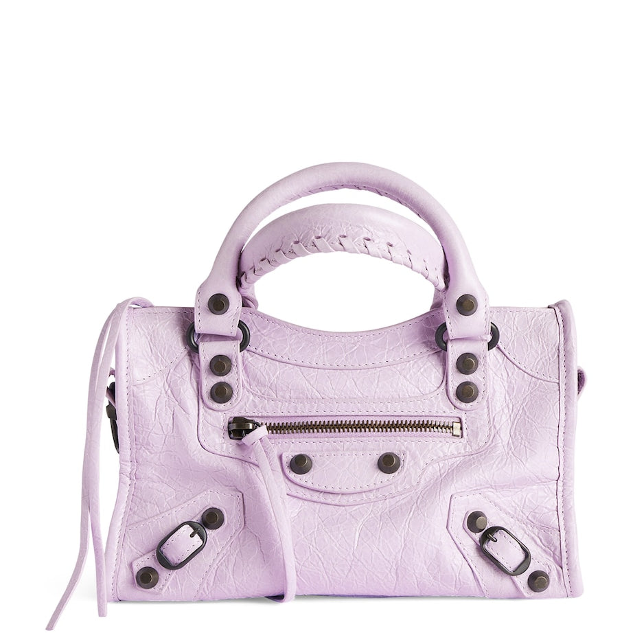 Balenciaga Purple Mini Leather Le City Top-Handle Bag