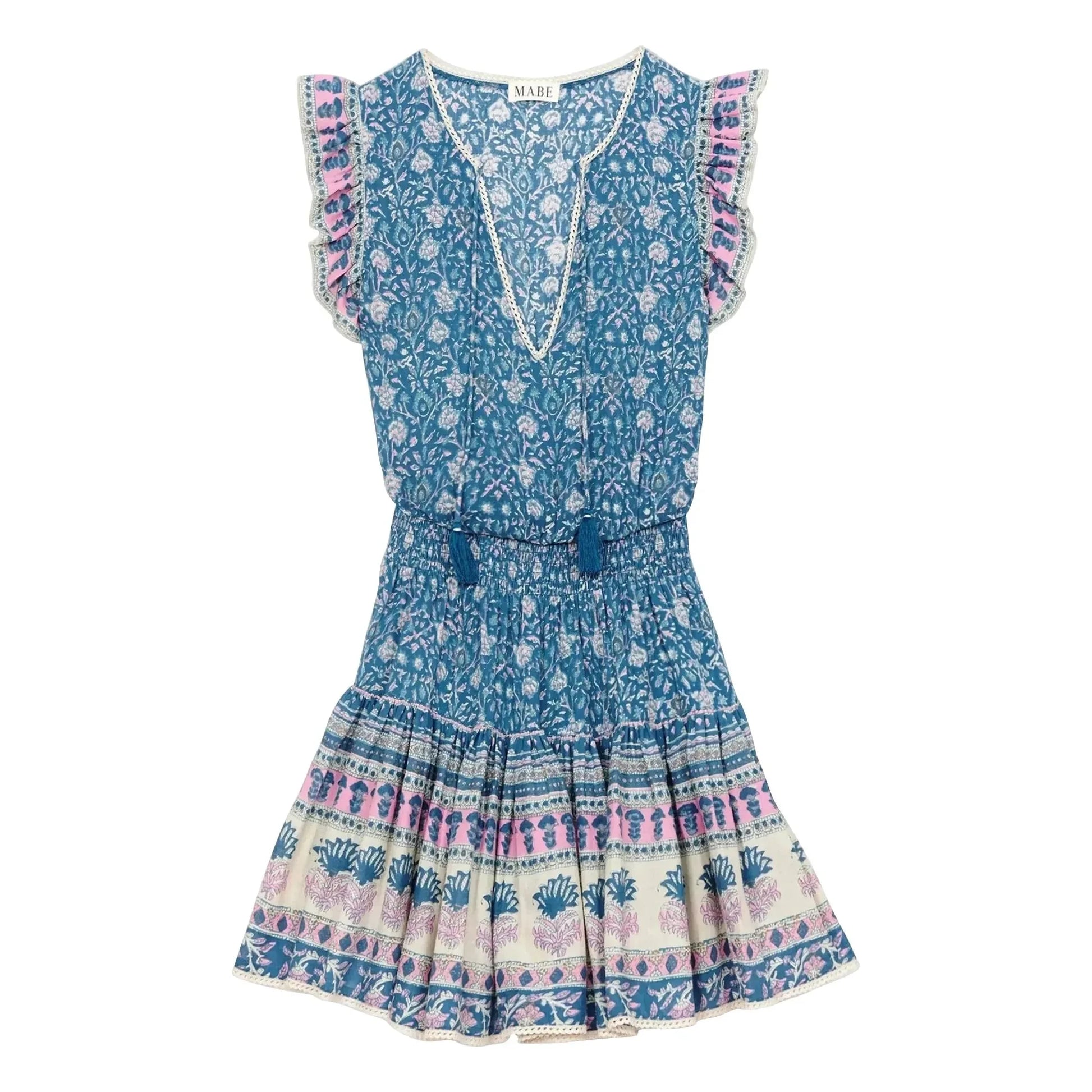 M.A.B.E. - Myla Cotton Print Dress | Blue