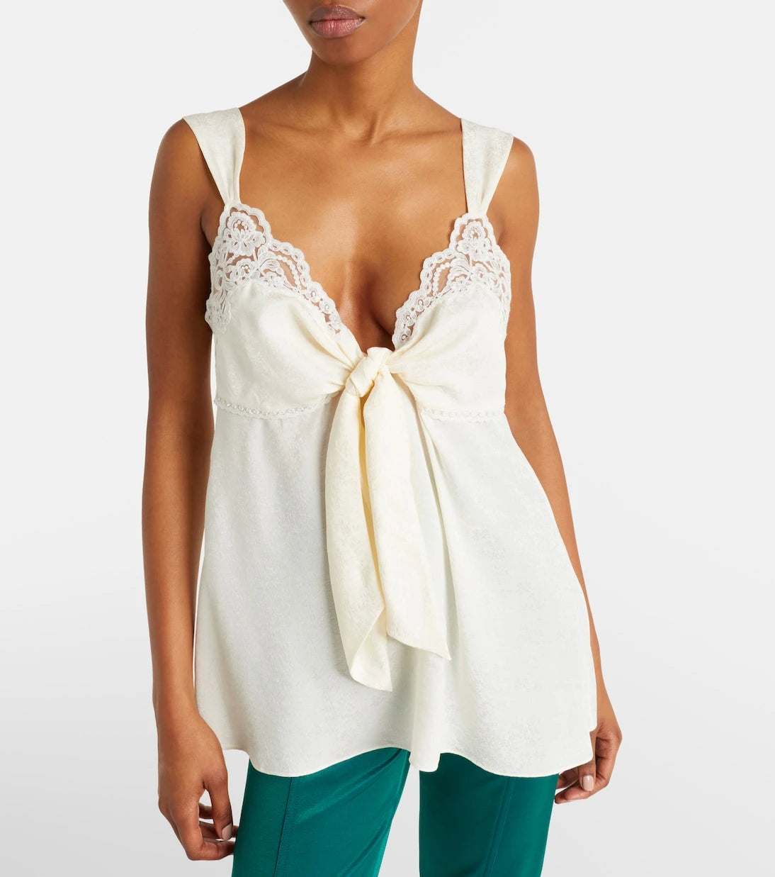 Chloé - Lace-trimmed silk top