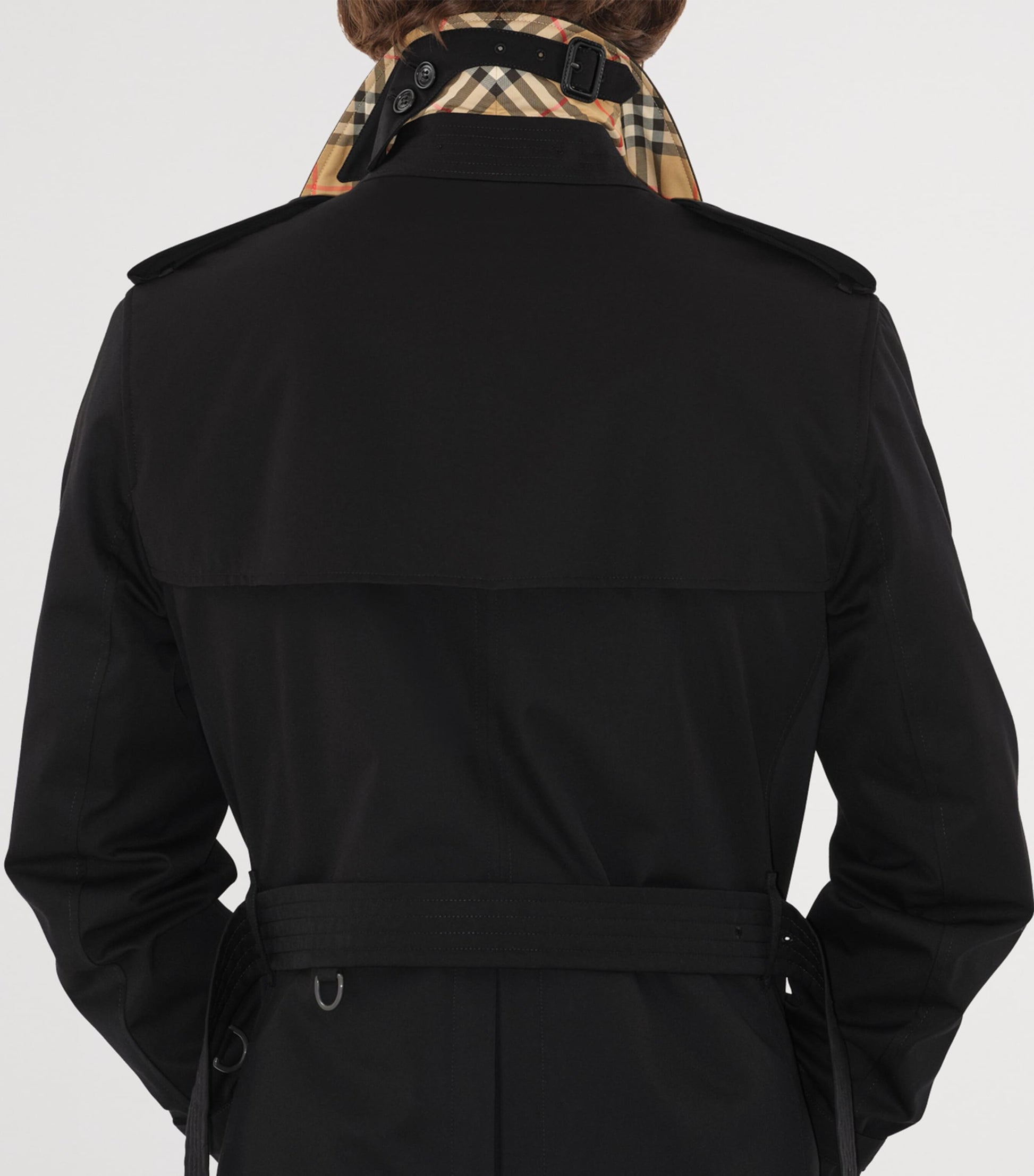 Burberry Black Mid-Length Kensington Heritage Trench Coat