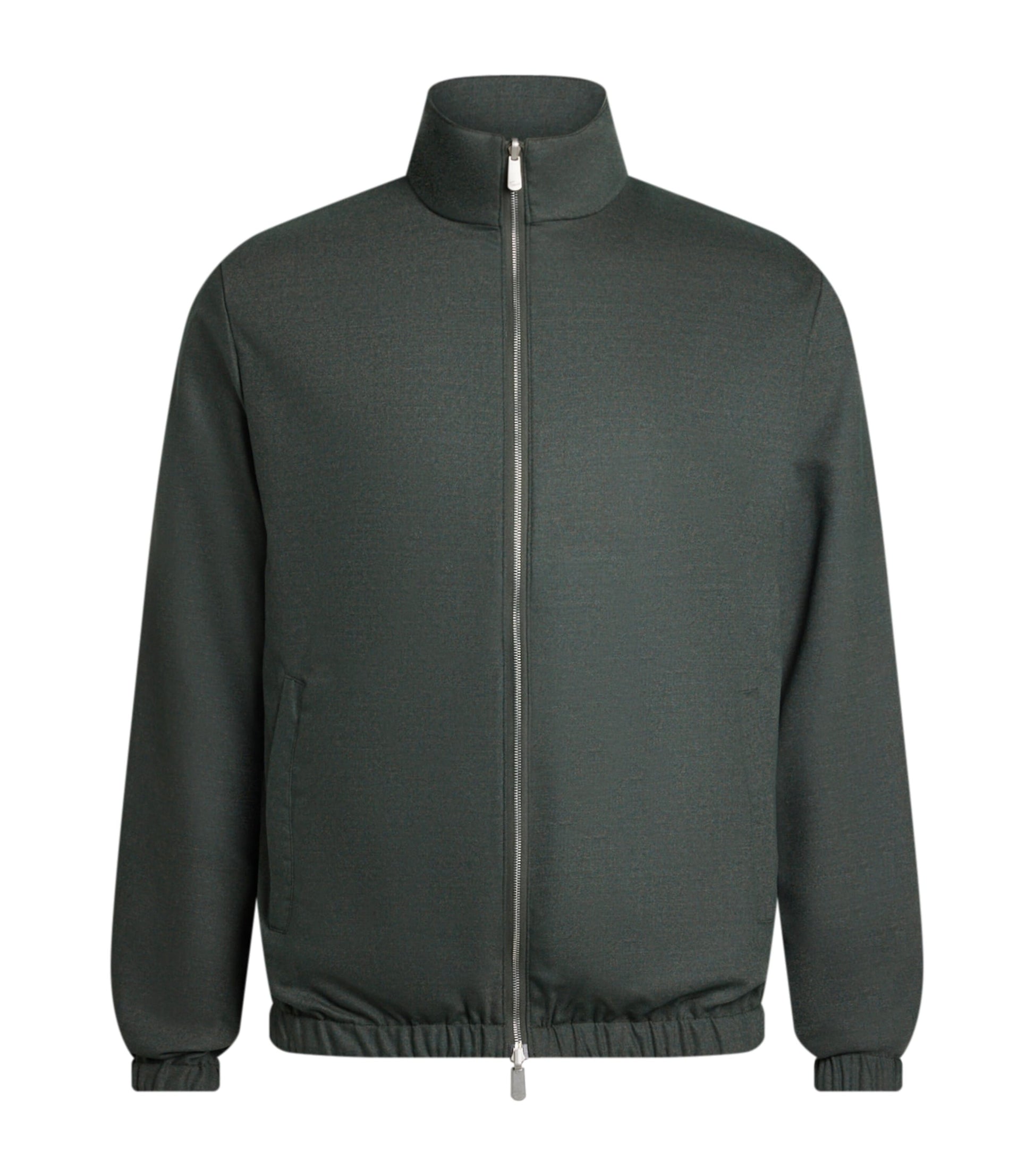 Marco Pescarolo Green Wool-Cashmere Reversible Bomber Jacket